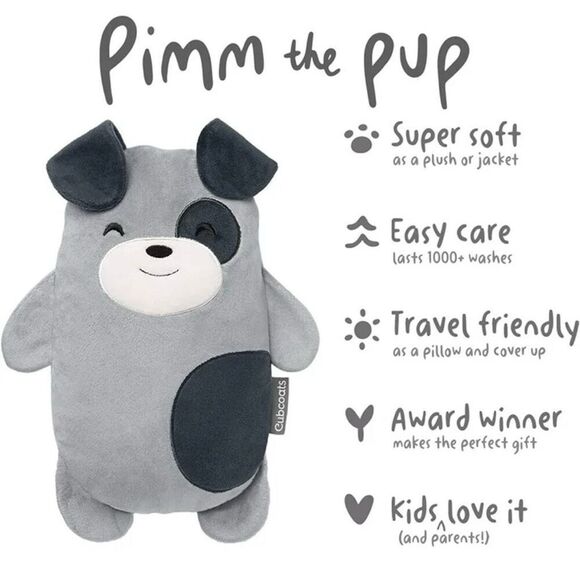 Cubcoats “Pimm the Pup” 2 for 1 Zip up Hoodie & Plushie, Gray/Charcoal Size 2T - Picture 10 of 16